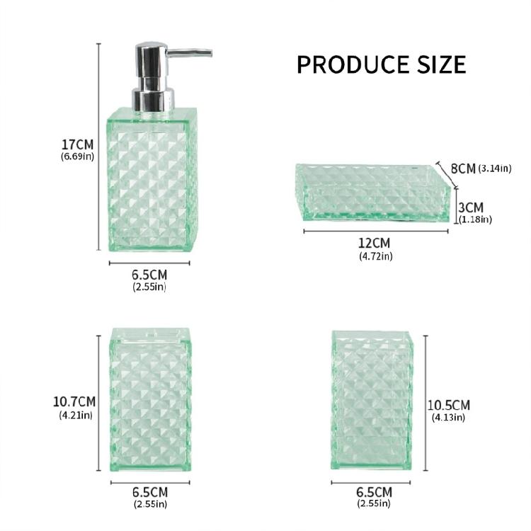 Pack of 4 Modern Diamonds Grids Bathroom Organizers Set Plastic Containers for Countertop Bathtubs Storage Easy to Wipe