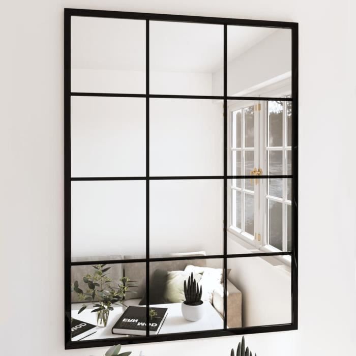 VidaXL Miroirs muraux 2 pcs noir 80x60 cm métal 3189032