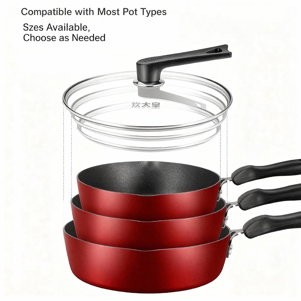 Cooker King Pot Cover 24/26/28/30/32cm Household Frying Pan Tempered Glass Cover Kitchen Wok Pan Universal Splash-Proof