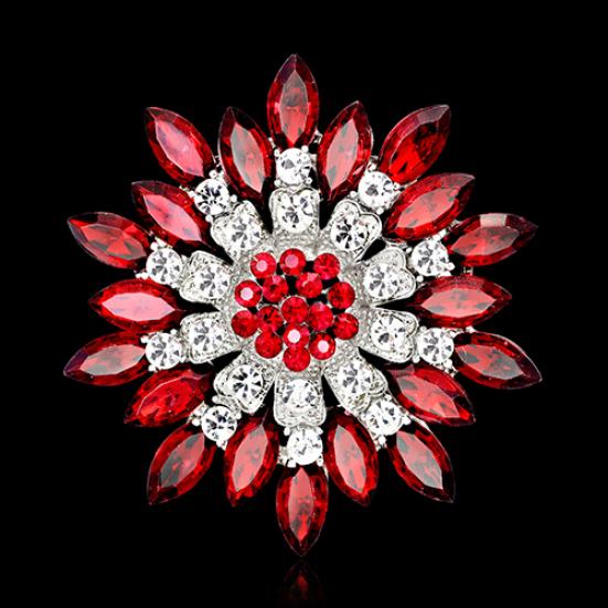 Gioielli con strass di cristallo con spilla a forma di fiore da donna per il regalo della festa nuziale