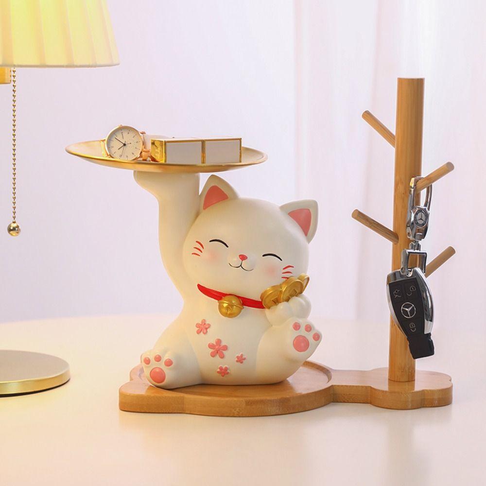 Gifts Porch Storage Easy Use Desktop Ornaments Storage Tray Lucky Cat Ornaments Key Storage Holder
