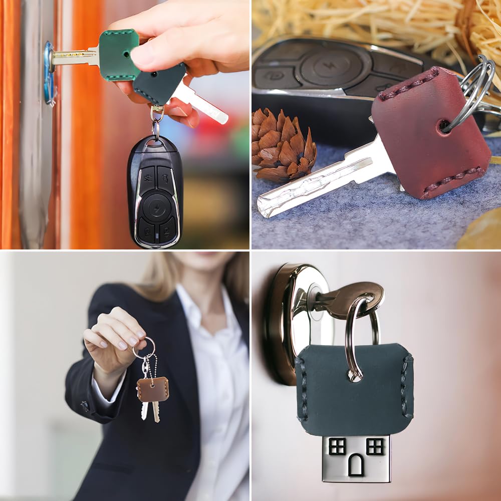 KDSSYFT Key Cover, 2 Pieces Genuine Leather Key Cover, Leather
