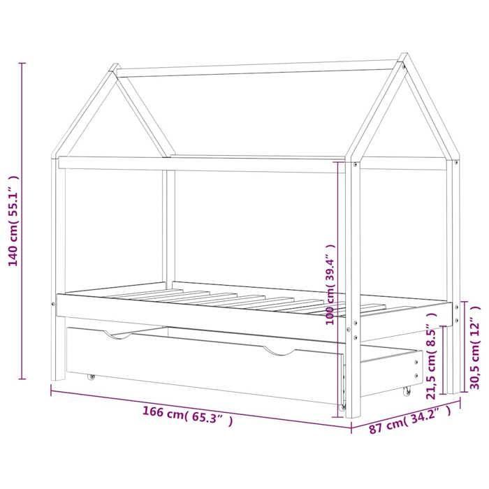 VidaXL Cadre de lit d'enfant avec un tiroir Blanc Pin massif 80x160 cm