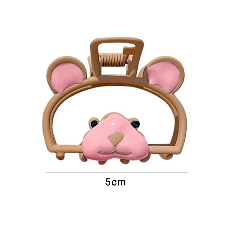 Cute Little Bear Pink Cat Hair Clips Hollowed-out Metal Girls' High School Ponytail Clips Cherry Headwear Hair Accessory Clips