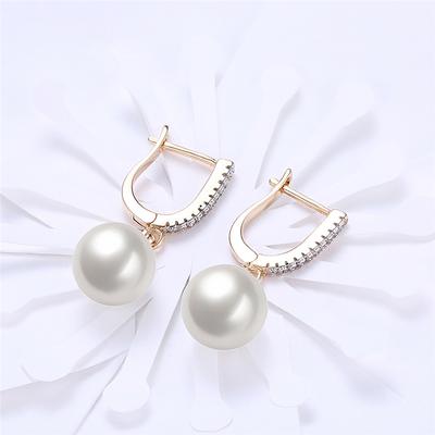 925 Sterling Silver Pearl Aaa Zircon 18k Gold Earrings For Women Jewelry Fashion Wedding Engagement Party Gift
