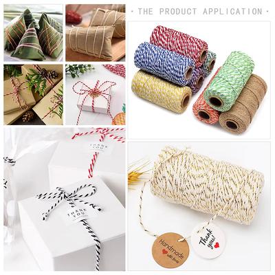 100M/Rollo Cordón de Algodón Baker Twine de Algodón Colorido Cordel para Manualidades Macramé Cuerda Hilo DIY Textil para el Hogar Envoltura de Regalos Decoración de Bodas