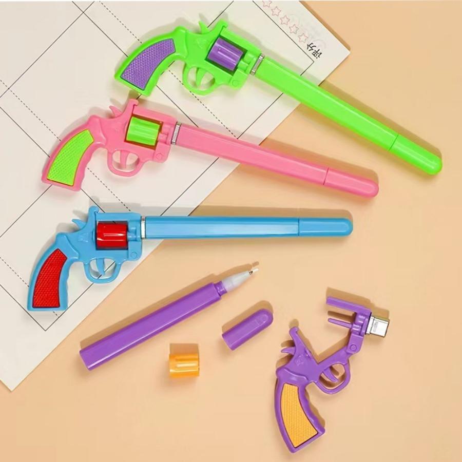 Înapoi la școală 10 buc 0,5 mm Formă de revolver desen animat Stilou neutru creativ detașabil, Durabil Școală Învață Stilou pe bază de apă pentru Premierea elevilor