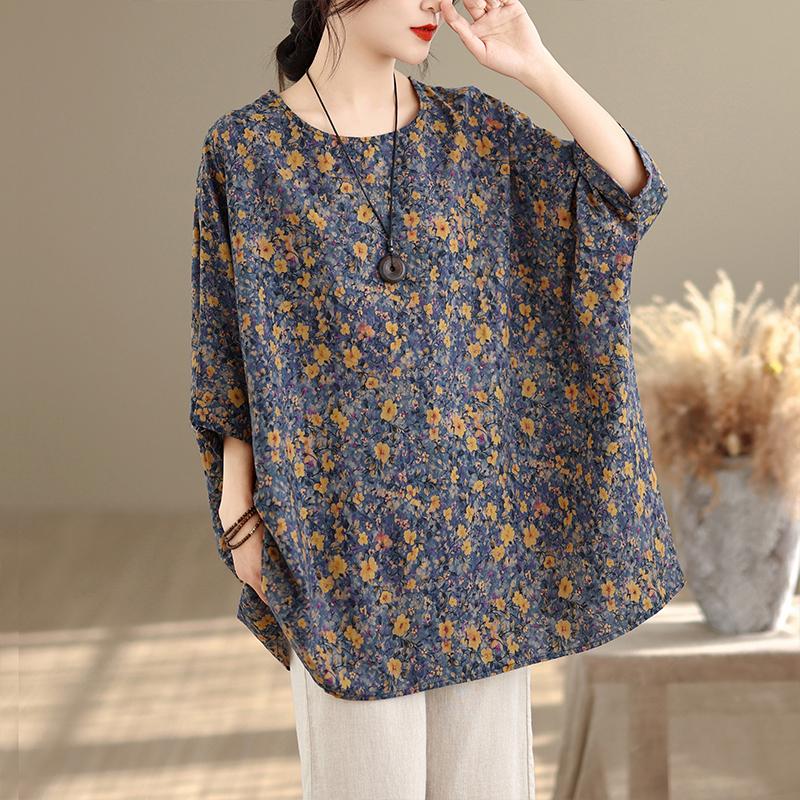 DIMANAF Plus Size New T-Shirt Women Flower Print Loose Casual O-Neck Lady Tops Tees Shirts Oversize Summer 2026