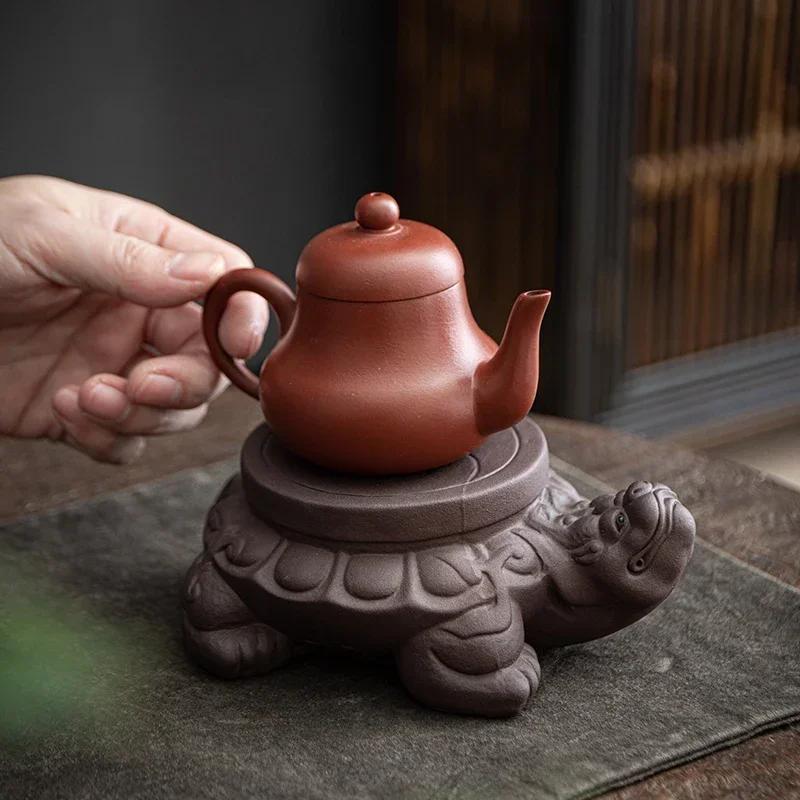 Chinese Purple Clay Pot Bearing Teapot Teacup Mat Tea Pet Ornaments Household Cup Coaster Handmade Tea Set Decors Accessories