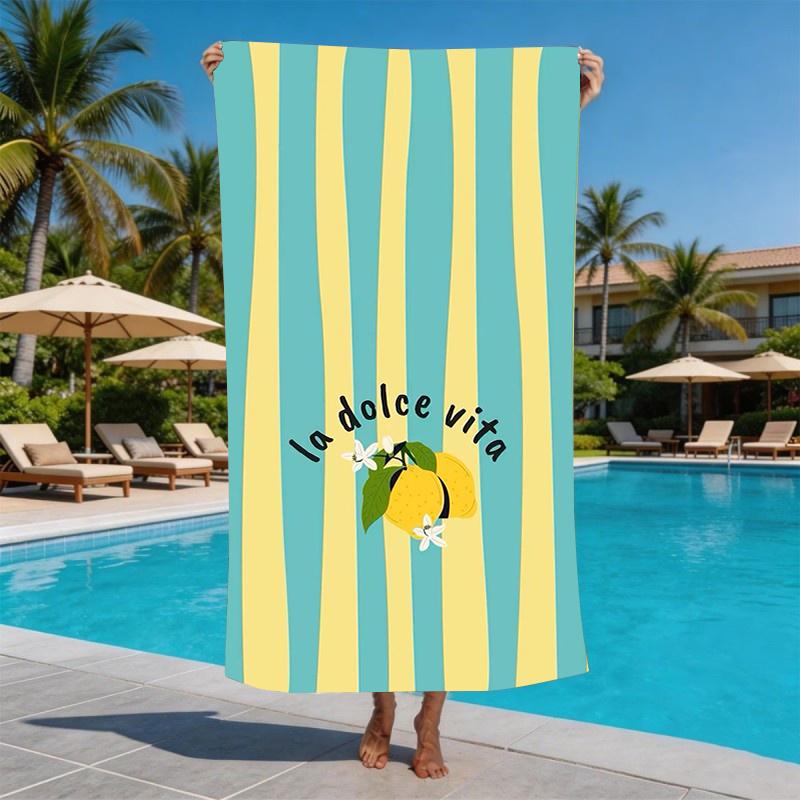 Tropical Palm Leaves Water Ripple Beach Towel Blue Ocean Wave Design Quick Dry Sand Free Towel For Swimming