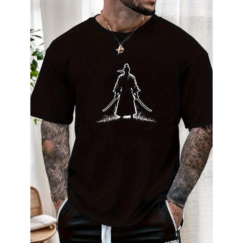 Men S Samurai Pattern Summer Casual Short-Sleeve T-Shirt S