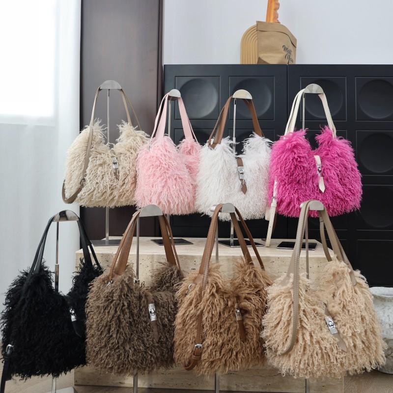 2025 Fall Faux Fur Tote Crossbody Bag Women Y2K Sweet Underarm Shoulder