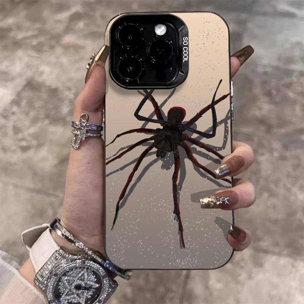 Black Spider Cartoon Cool Phone Case For iPhone 17 Pro Max 17e 16e 15 17 Air 14 13 12 11 Pro Max 8 Plus X IMD Shockproof Cover