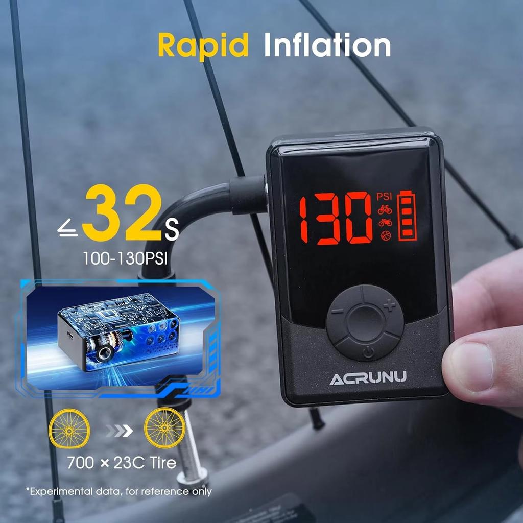 Vélo Électrique 130PSI avec Affichage LED – Portable Rechargeable pour