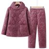 Langsha Elderly Women's Fleece-Lined Thermal Pajama Set