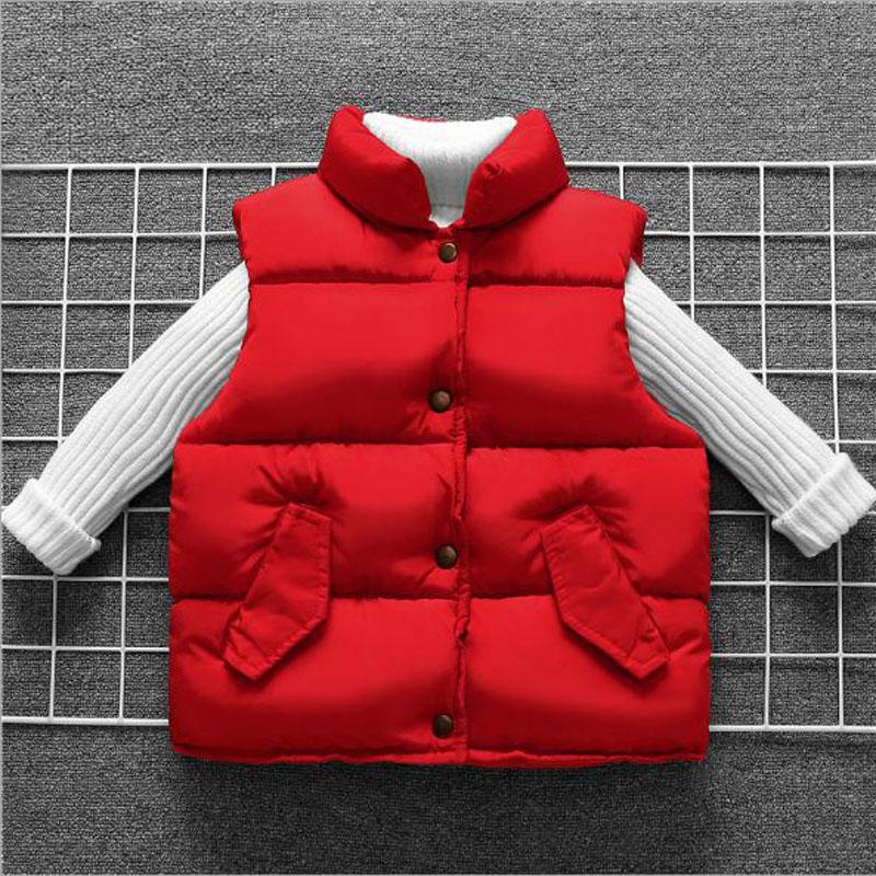 

Детская верхняя одежда, зимние детские жилеты, однотонный утепленный жилет с карманами, осенние плотные пальто для девочек, детская куртка, жилет, одежда 150 красный