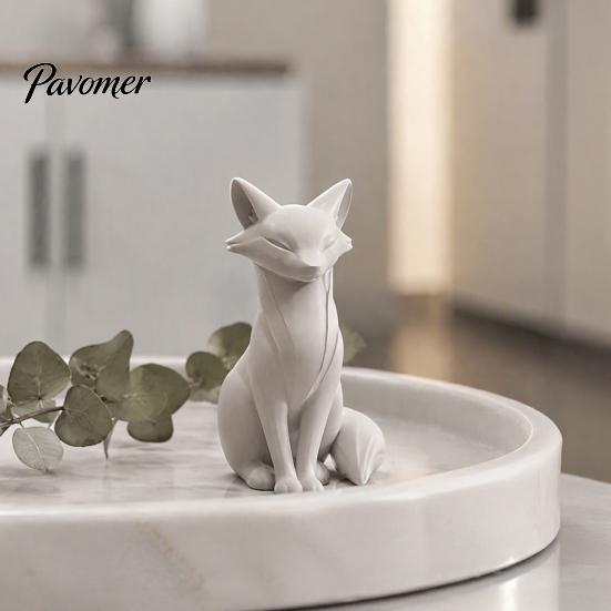 Contemporary Living Room Decor 3D Printed Minimalist Fox Sculpture, Elegant Figurine, Matte Modern Artistic Home Styling Items Desktop Ornament