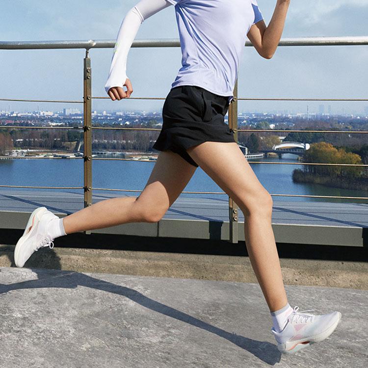 Li Ning Running Series Logo Print Solid Color Elastic Fitness Shorts Women Shorts Black AKST264-4