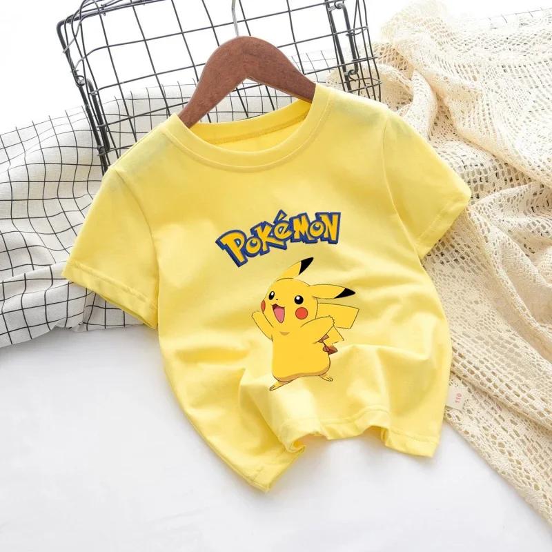 2026 Kids ShortSleeved Cartoon Printed Pikachu Game New Style TShirt Boys and Girls Casual Shirt for Leisure UseSportsShirt