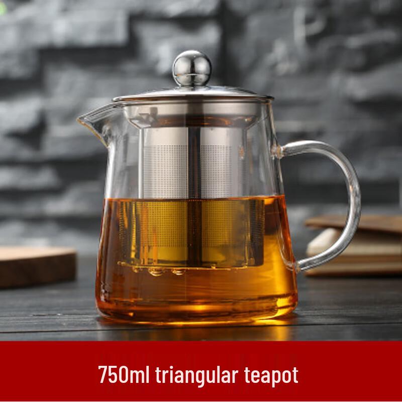 ZISIZ Thickened Glass Teapot with Stainless Steel Filter, 750ml