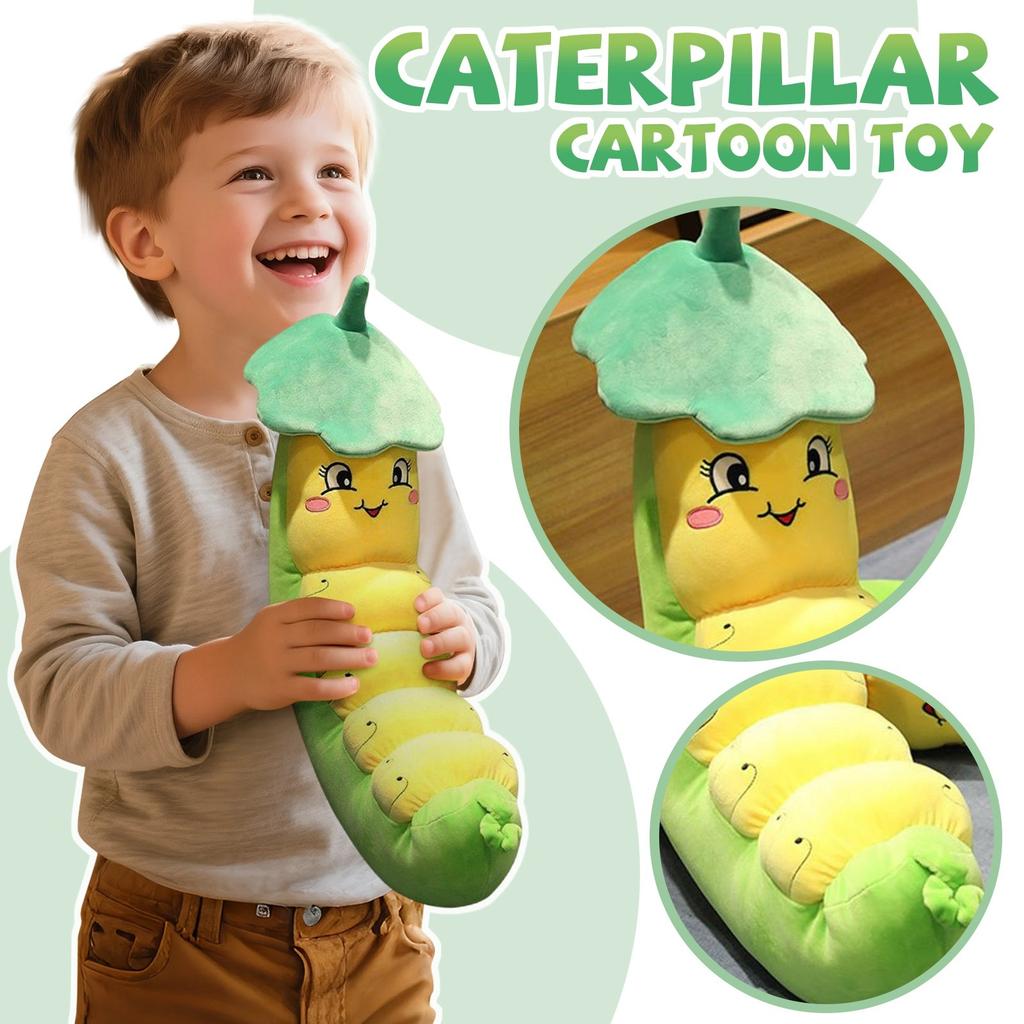 Caterpillar Silkworm Baby Plush Toys, Throw Pillows, Cushions, Leaf Worm Dolls, Cloth Doll Gifts