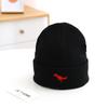 European and American children's autumn and winter knitted hats, boys' embroidered dinosaur standard warm wool hats, simple windproof hats