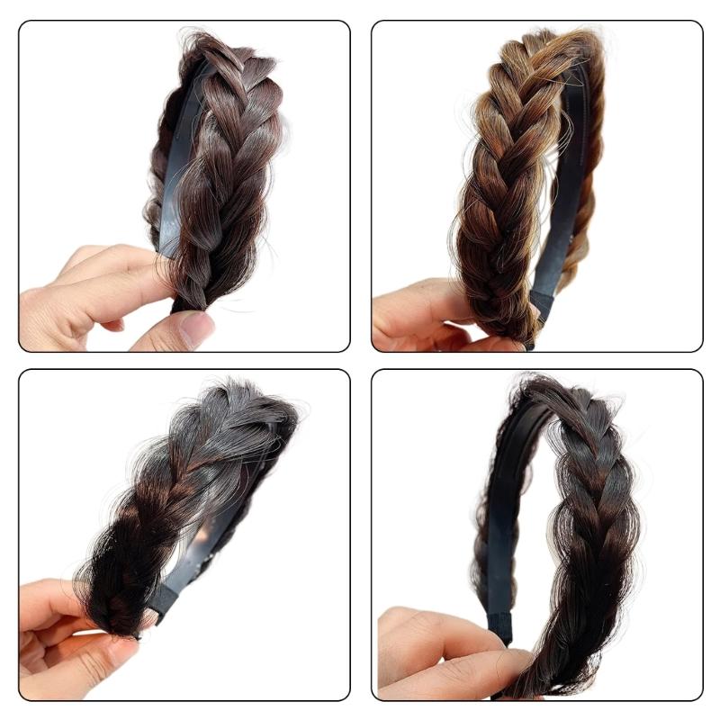 Women's Braided Hair Band High Elasticity Hairpiece Fashionable Hair Accesories Hairband for Girls Natural Look