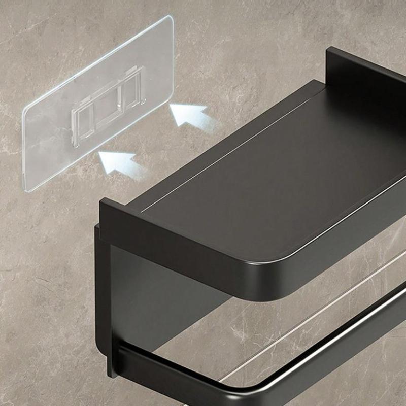 No-drill Adhesive Wall Mounted Toilet Paper Holder with Storage Shelf