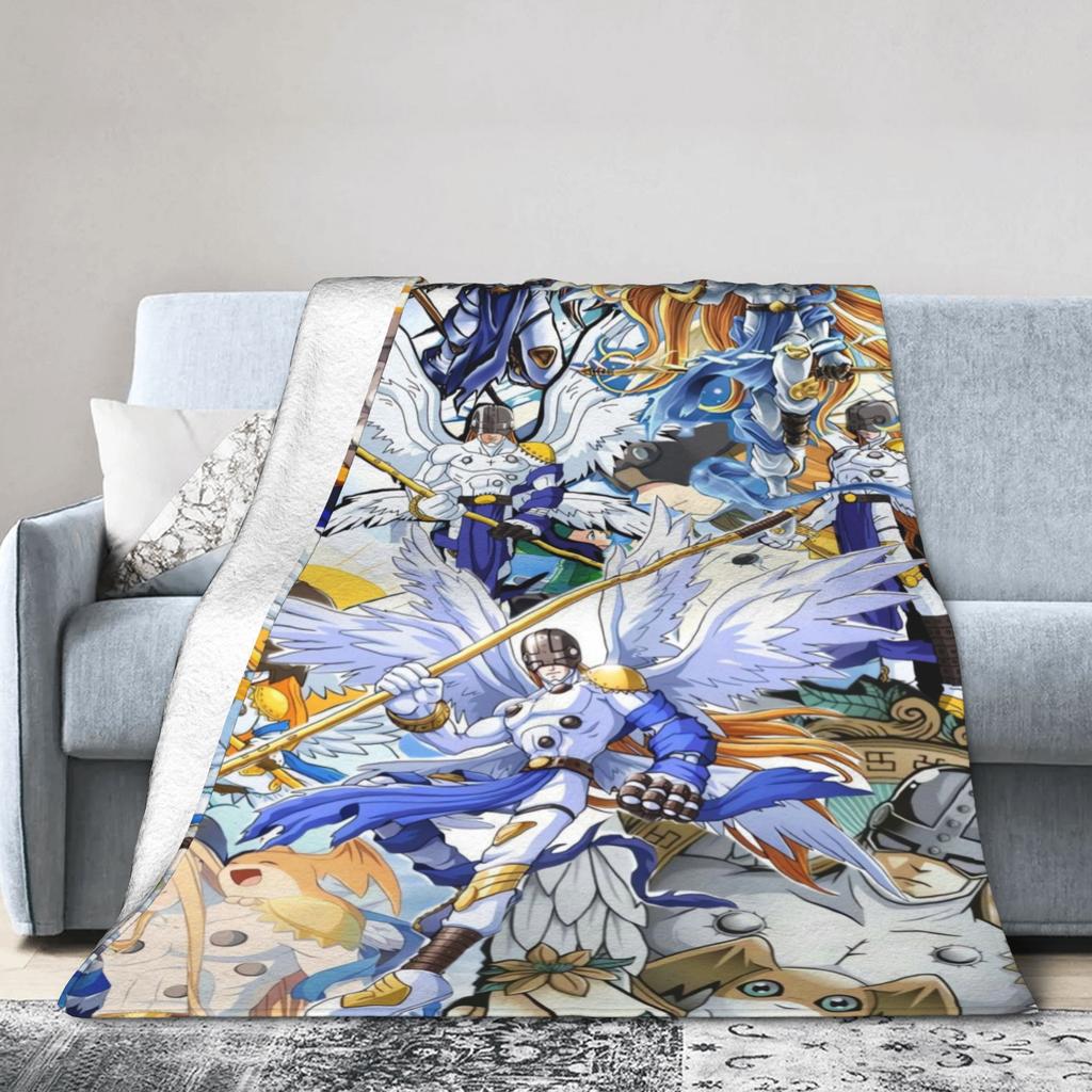 Super Soft Blanket Child Picnic Digimon Adventure Throw Blanket Flannel Bedspread For Bedroom Funny Sofa Bed Cover