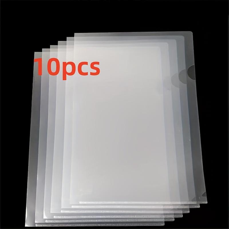 10pcs A4 Transparent L-Shaped File Folders - Waterproof and Durable PP Document Bags for Office Organization and Reusable