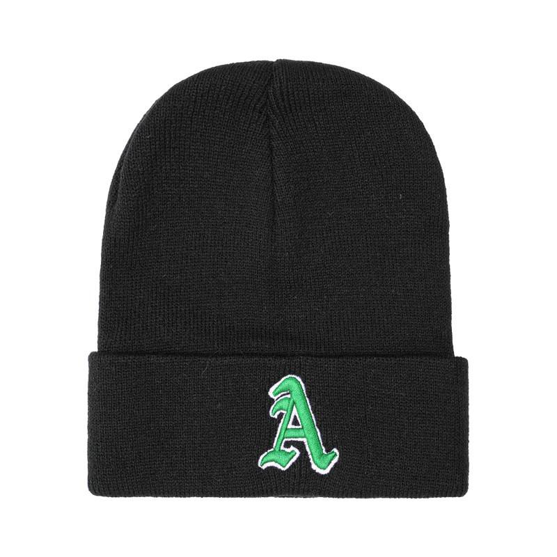 Knit Hat with Heart-Shaped K Letter Embroidery - European & American Style Warm Acrylic Pullover