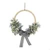 Wooden Bead Wreath Front Door Bow Sign Bedroom Artificial Greenery Leaves 45cm for Wall