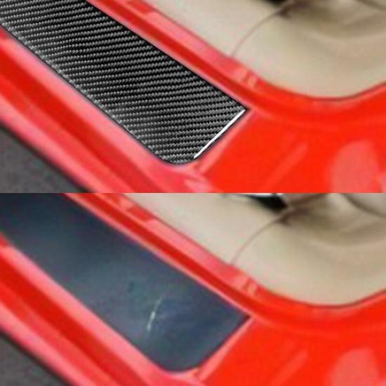 2pcs Black Carbon Fiber Car Side Door Sill Cover For Corvette C5 98 99 00 01 02