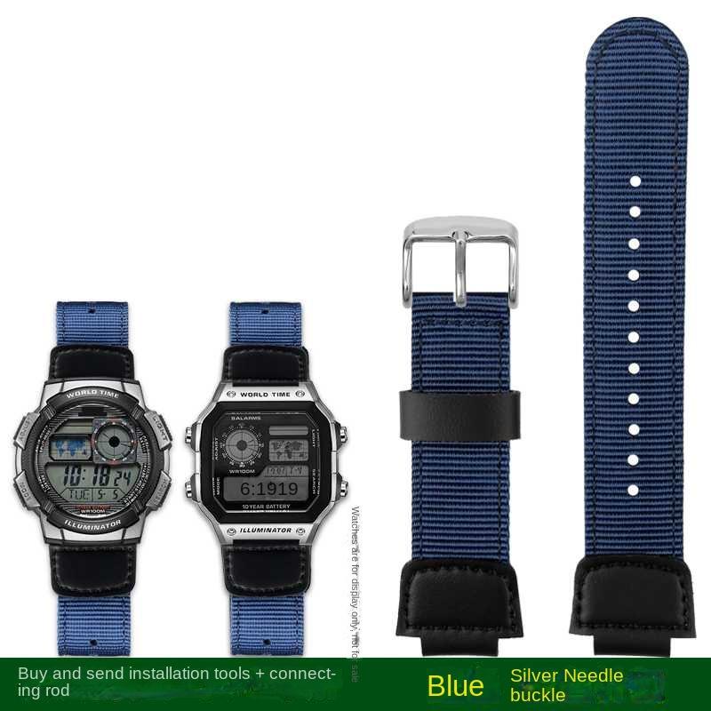 18mm Hochwertiges Weiches Dünnes Nylon Rindsleder Armband Geeignet für Casio AQ-S810W SGW-300 AE1200 w218h Stahlring Herren Armband