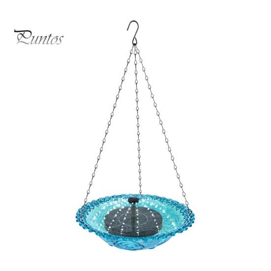 

Подвесной фонтан-насос для птичьей купальни на солнечной энергии, многофункциональный бассейн для кормушки и питья для птиц, патио, сада, двора, украшения синий
