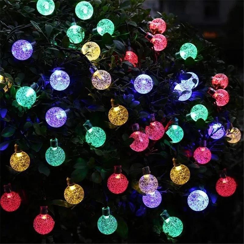 Solar Crystal Globe LED String Lights, 8 Modes Fairy Garland, 20/50/100 LED Solar Powered Light for Garden Christmas Party Outdoor Decor