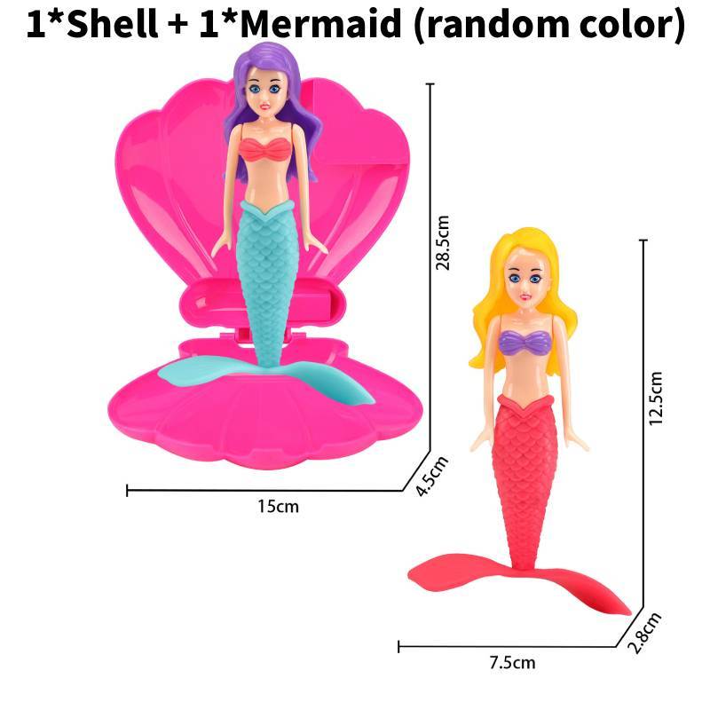 Shell Mermaid Pool Water Play Set With Plastic Construction For Kids Bathing Fun