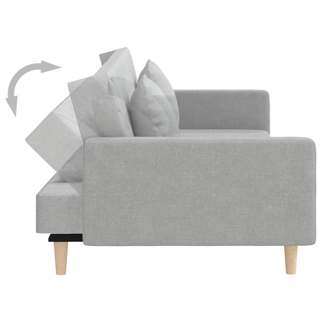 2 Seater Sofa Bed with 2 Pillows Light Grey Fabric