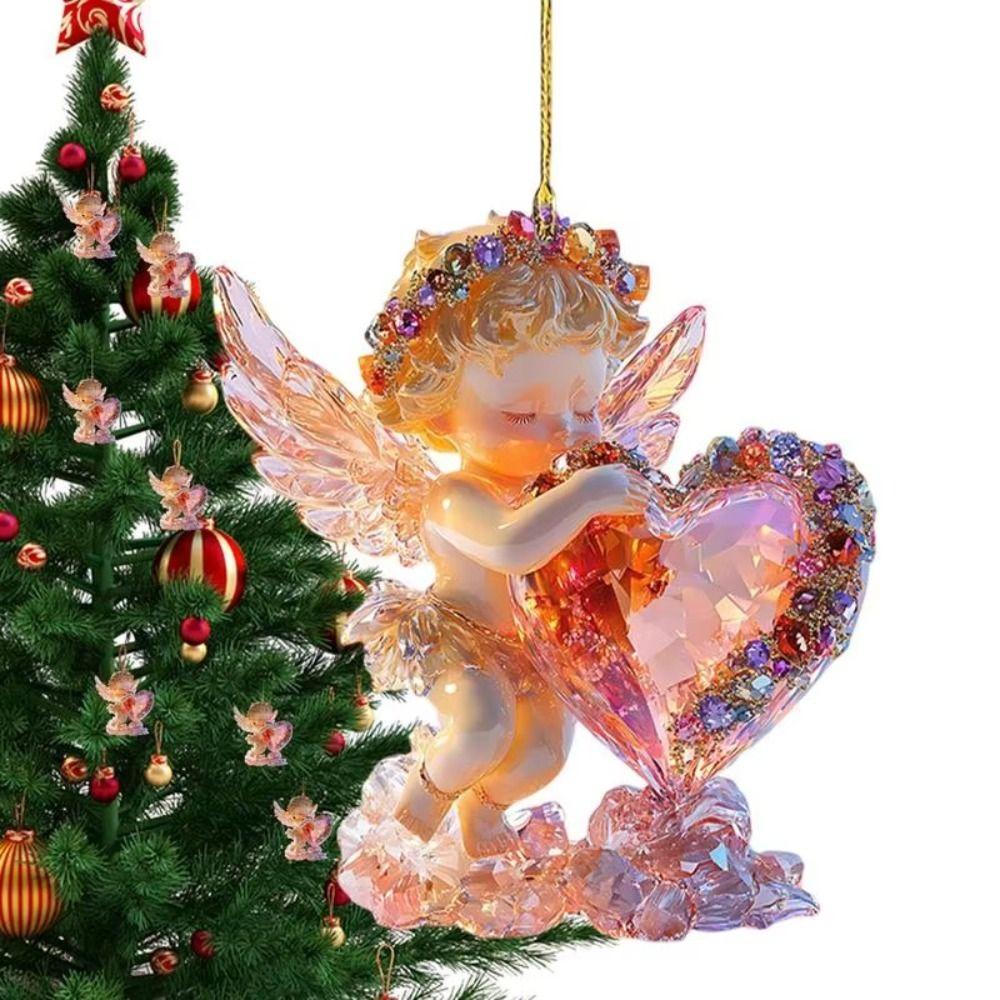 New 2D Acrylic Elf Angel Hanging Flat Love Diamond Valentine's Day Pendant Pendant Decoration Rearview Mirrors