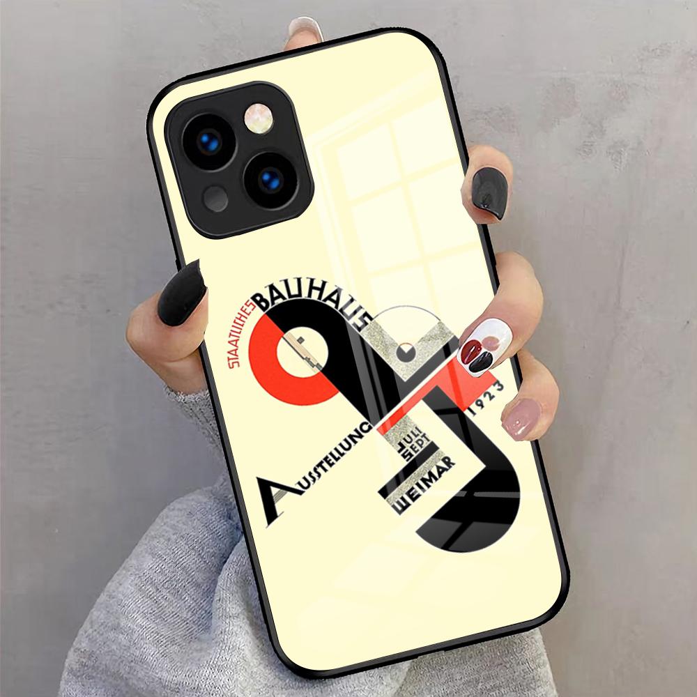 B-Bauhaus-ES Art Phone Case For IPhone 17 Pro Max 16 15 14 Pro Max 13 11 X Xs Xr 8 7Plus Glass Cover