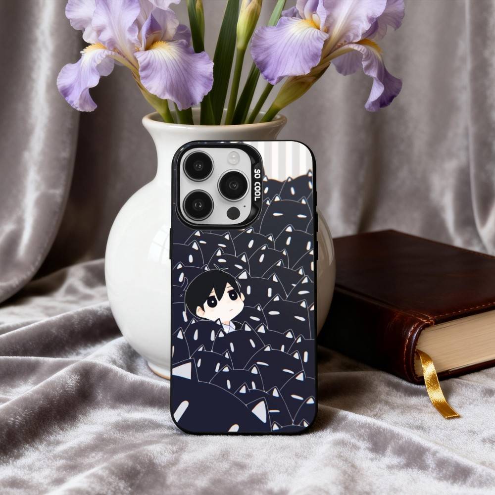 

G-Game O-Omori-L Phone Case For iPhone17,16,15,14,13,12,11 Plus,Pro Max Black Candy Silver Plated Cover iPhone14