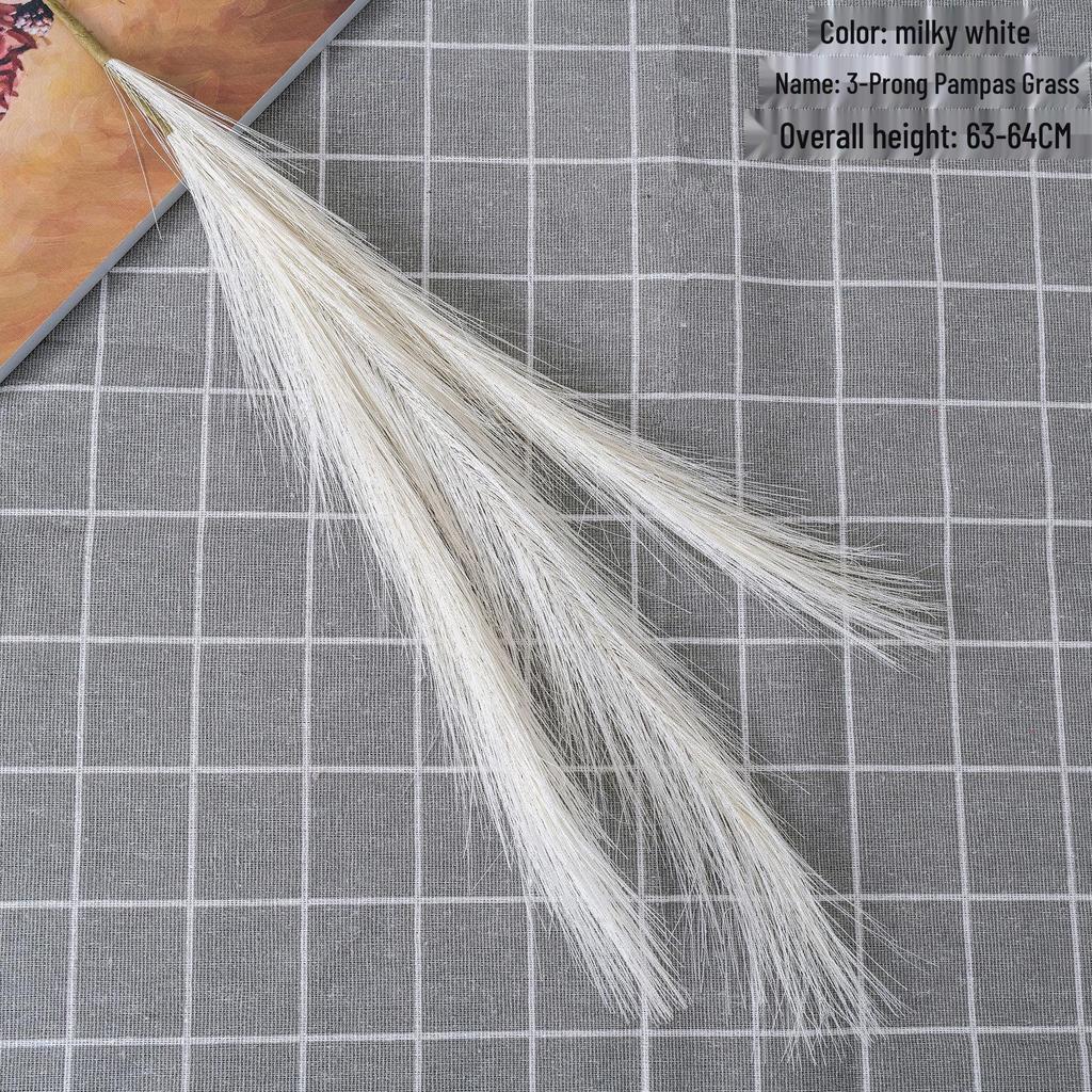 INS Style 3-Prong Pampas Grass and Rose Artificial Bouquet for Home Decor