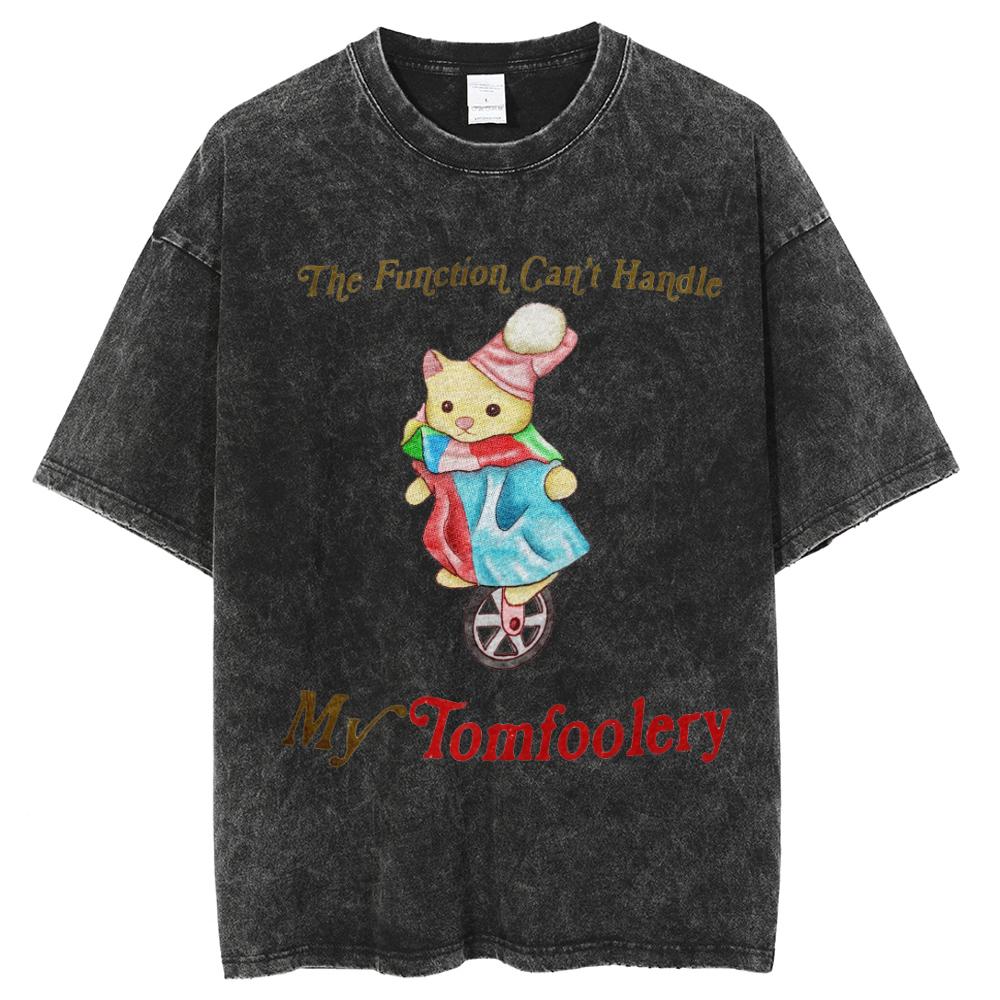 Summer Cartoon Bear Print Women's T-Shirt Wash Oversized Short Sleeve Couple Y2K Sweetheart Casual Top