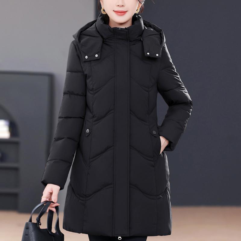 Middle Age Winter Long Coat Female Plus Size Parkas Hooded Elegant Thick Warm Woman Jackets