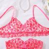 Women's Sexy Embroidery Bra Set Push-up Underwired Lingerie Set Sheer Thin Bra Set