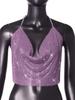 European & American Fashion Rhinestone Chain Strap Deep V Backless Crop Top