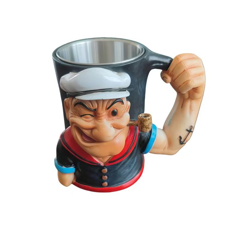 Powerful water cup, creative water cup, Popeye Power Mu, Comes with inner liner, Pineda mug, gift