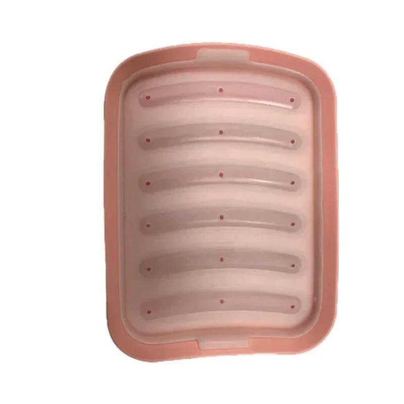 

Форма для изготовления колбас, 6 сеток, силиконовые формы для изготовления ветчины, хот-догов «сделай сам», с крышкой, кухонные бытовые колбаски, инструменты для выпечки тортов, формы 17.8*14*4 розовый