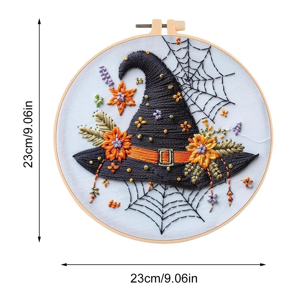 Halloween Embroidery Starter Kit Ghost & Gothic Stamped Pattern Cross Stitch DIY Christmas Decoration Embroidery Kit for Adults