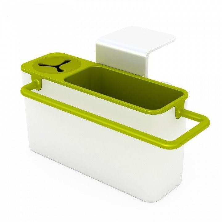 Stylish Green With White Suction Cup Base Kitchen Brush Sponge Holder For Easy Draining